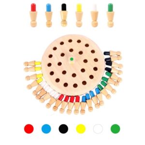 Joc de Memorie, , pentru Toata Familia, din Lemn, Diametru Tabla de Joc 16 cm, Interactiva, +4 Ani, 6 Culori, Multicolor