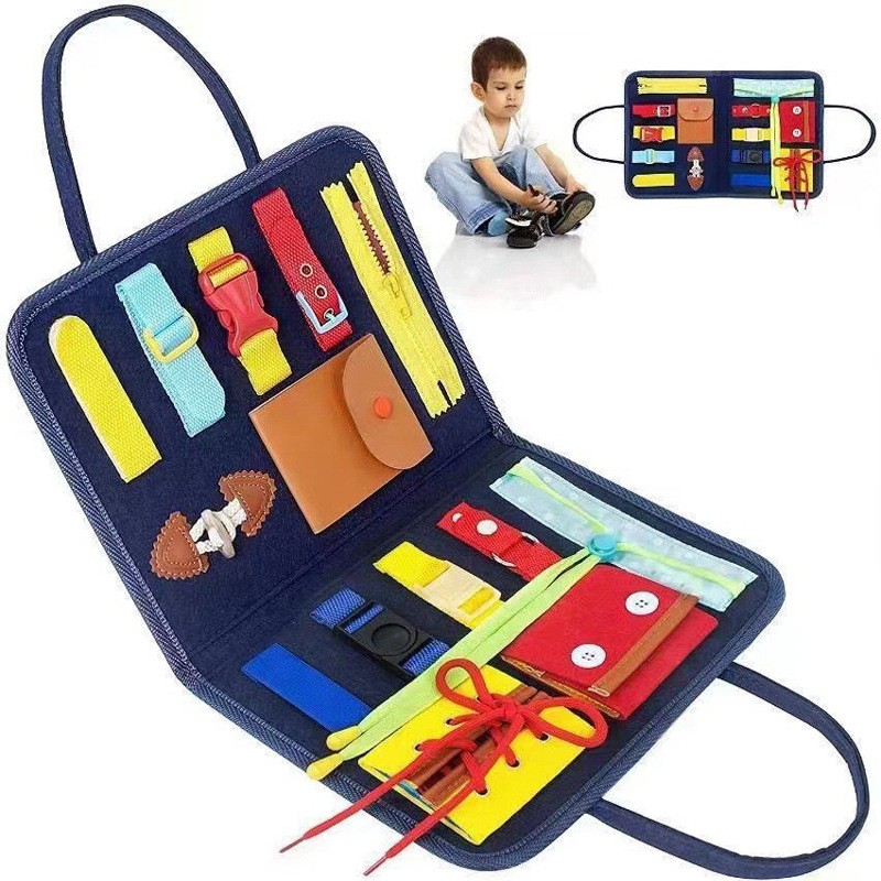 Carte Senzoriala Educativa Montessori, , Dezvoltare Abilitati Motorii, 2 Pagini, 28x22x3 cm, Albastru - imagine 4
