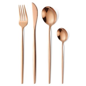 Tacamuri Portugheze, , Set din 24 de Piese din Otel Inoxidabil, 6 Cutie, 6 Furculite, 6 Linguri de Masa, 6 Linguri pentru Ceai, Gold