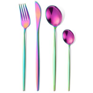Tacamuri Portugheze, , Set din 24 de Piese din Otel Inoxidabil, 6 Cutie, 6 Furculite, 6 Linguri de Masa, 6 Linguri pentru Ceai, Fade Multicolor
