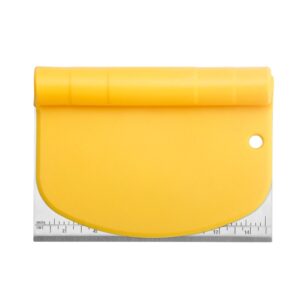 Taietor aluat 15 x 10.5 cm , 2 in 1, lama otel inoxidabil, maner din ABS, gradat, paleta plastic, galben