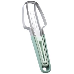Taietor Decojitor pentru Pepene, , pentru Legume si Fructe, Multifunctional, Set din 3 Parti, Otel Inoxidabil si Plastic PP, 22.5 x 7 cm Verde