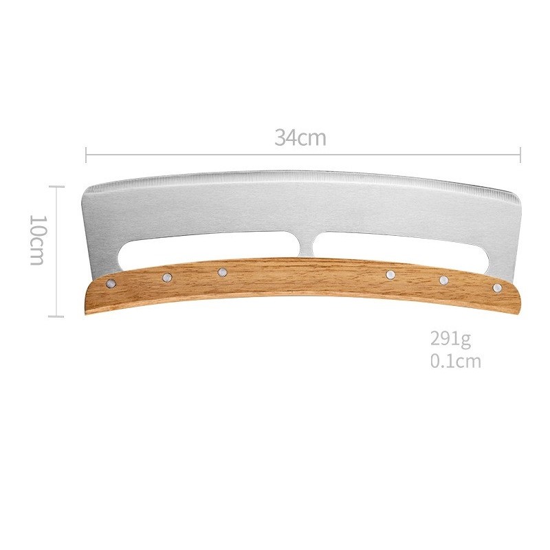 Taietor Feliator de Pizza, , din Otel Inoxidabil, cu Capac, Maner din Lemn, Antialunecare, Lama Neteda si Ascutita, 34x10 cm, Maro - imagine 3