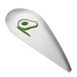 Taietor special pentru avocado , 3 in 1, forma curbata, zimti pentru apucare si taiere, din otel inoxidabil, 15 x 6 cm, gri
