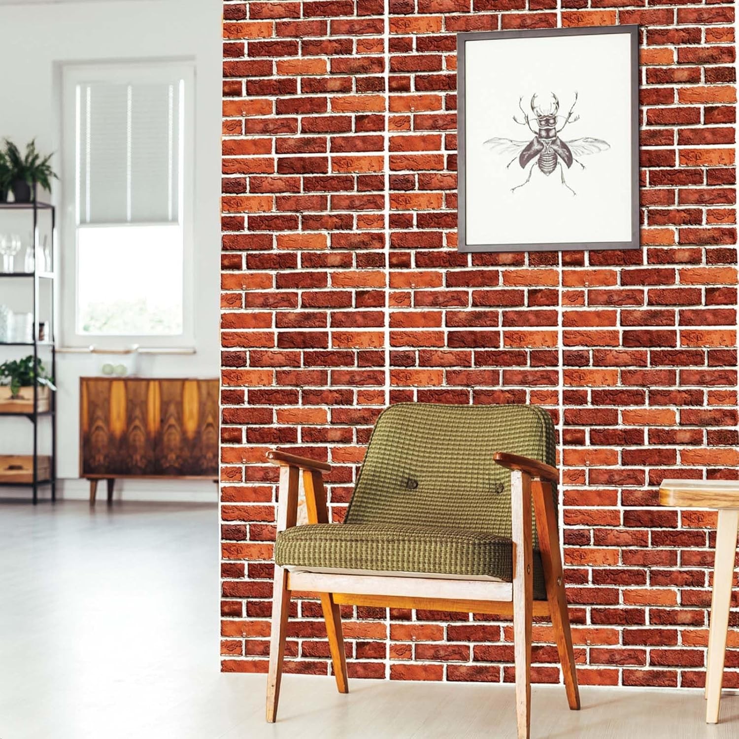 10 x Placi Tapet Autocolant 3D cu Imitatie de Caramida, pentru Perete Bucatarie Sufragerie, Usor de Curatat, Rezistent la Apa, Autoadeziv, 30x30 cm, Rosu - imagine 3
