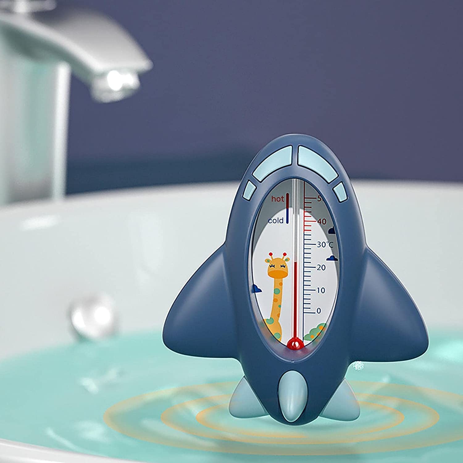 Termometru pentru Baie, , Plutitor, Rezistent la apa, Multifunctional, Model Avion, 11x10x4 cm, Albastru - imagine 3