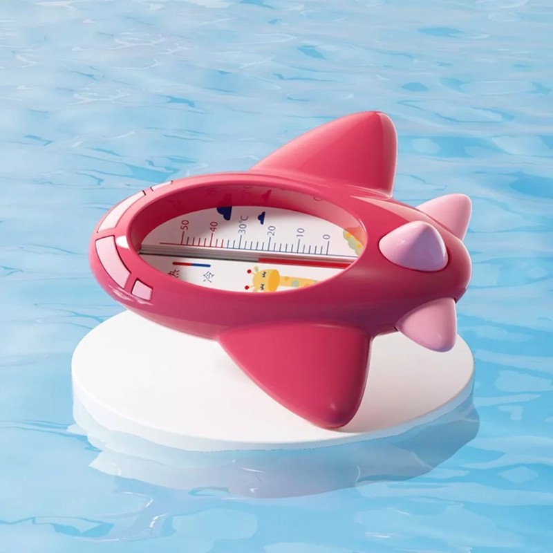 Termometru pentru Baie, , Plutitor, Rezistent la apa, Multifunctional, Model Avion, 11x10x4 cm, Rosu - imagine 3