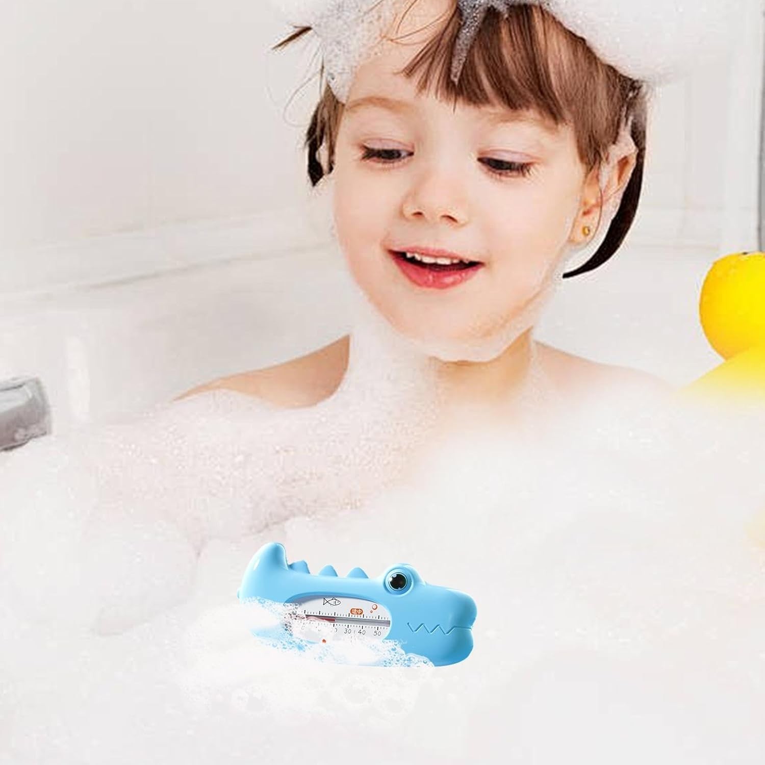 Termometru pentru Baie, , Plutitor, Rezistent la apa, Multifunctional, Model Crocodil, 2.7x6.5x3.7 cm, Albastru - imagine 4