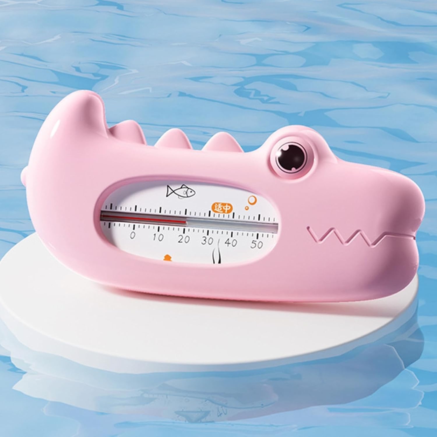 Termometru pentru Baie, , Plutitor, Rezistent la apa, Multifunctional, Model Crocodil, 2.7x6.5x3.7 cm, Roz - imagine 2