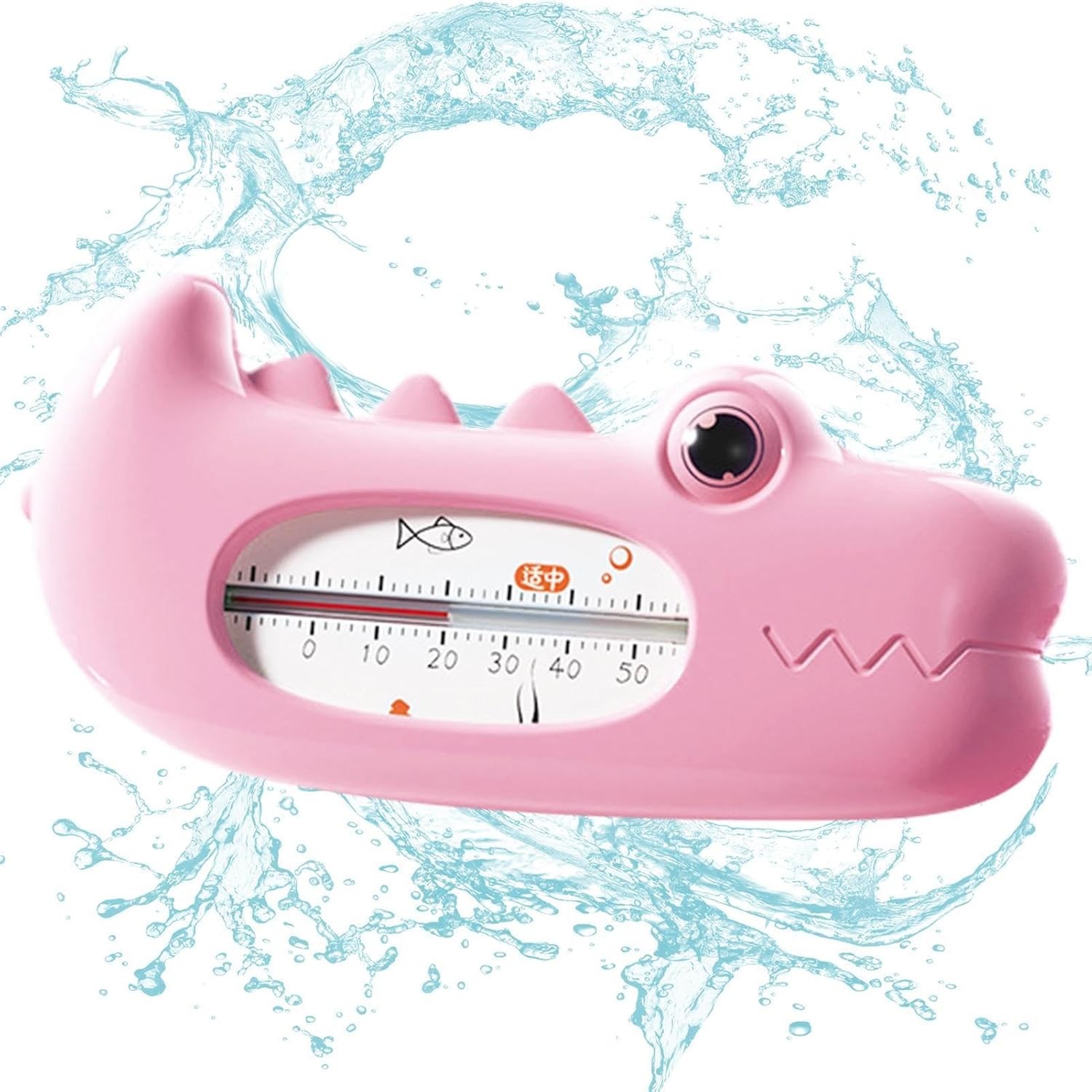 Termometru pentru Baie, , Plutitor, Rezistent la apa, Multifunctional, Model Crocodil, 2.7x6.5x3.7 cm, Roz - imagine 3
