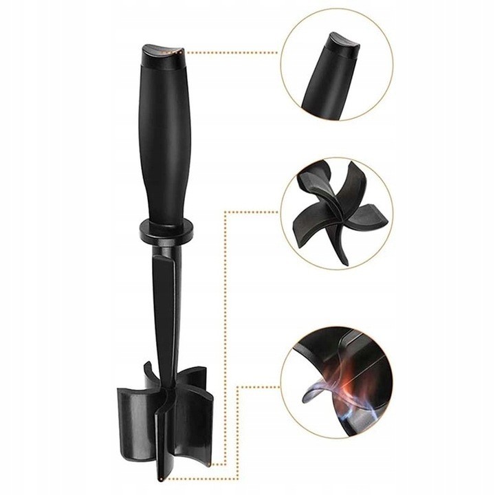 Tocator de Carne Manual, , cu Lama pentru Tocarea si Amestecarea Carnii, 28x6cm, cu 5 Lame Curbate, Rezistent la Caldura, Multifunctional, Plastic Rezistent, Negru - imagine 4