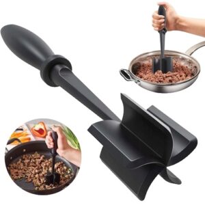 Tocator de Carne Manual, , cu Lama pentru Tocarea si Amestecarea Carnii, 28x6cm, cu 5 Lame Curbate, Rezistent la Caldura, Multifunctional, Plastic Rezistent, Negru