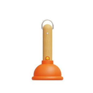 Lampa Nocturna, , Model Ventuza de Toaleta, Alimentare USB, din Lemn si Silicon, 16 x 9 cm, Portocaliu