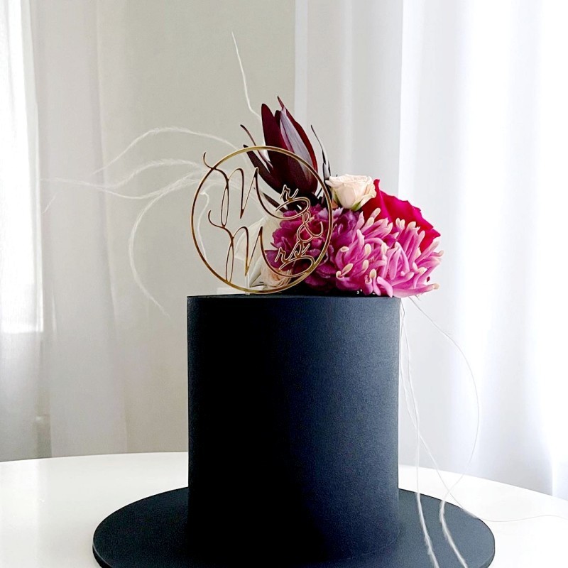 Topper Tort, , Model 2 Mr&Mrs, din Plastic, Auriu - imagine 2