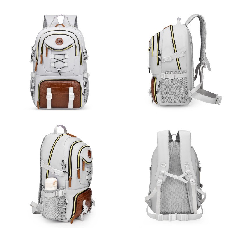 Rucsac Multifunctional pentru Calatorie, , pentru Alpinism, Voiaj, Drumetii, din Panza Oxford, 34x16x52 cm, Alb - imagine 2