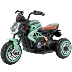Tricicleta Electrica pentru Copii, , cu 2 Acumulatoare 380*2, tip 6V7, Bluetooth, Sistem Anti-Rasturnare, Sistem de Lumini si Sunet, 6+ Ani, 95 x 58 x 45 cm, Negru Verde
