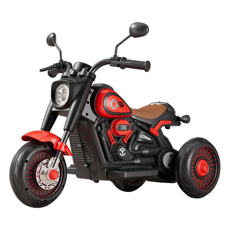 Tricicleta Electrica pentru Copii, , Tricicleta DUAL-DRIVE 380*2 Baterie 6V 4.5, Bluetooth, Sistem Anti-Rasturnare, Sistem de Lumini si Sunet, 5+ Ani, 80 x 60 x 42 cm, Rosu Negru