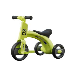 Tricicleta pentru Copii, , Exercitiu de Echilibru, pentru 1-6 Ani, Functie de Lumini si Sunete, cu Pedale, din Plastic, Roti Gonflabile, Greutate Portanta 60 kg, 57 x 36 x 47 cm, Verde