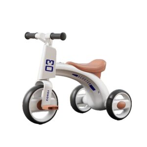 Tricicleta pentru Copii, , Exercitiu de Echilibru, pentru 1-6 Ani, Functie de Lumini si Sunete, cu Pedale, din Plastic, Roti Gonflabile, Greutate Portanta 60 kg, 57 x 36 x 47 cm, Alb