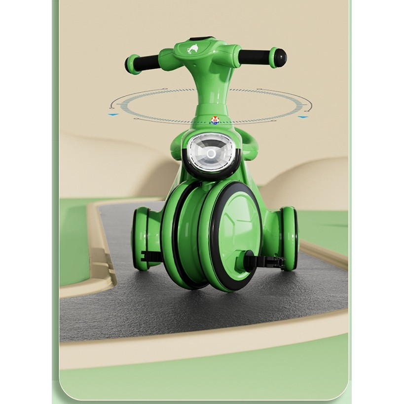 Tricicleta pentru copii , pedalare, impingere, lumini si sunete, pedale antiderapante, material dur, cos depozitare, varsta peste 18 luni, 80x40x52 cm, verde - imagine 4