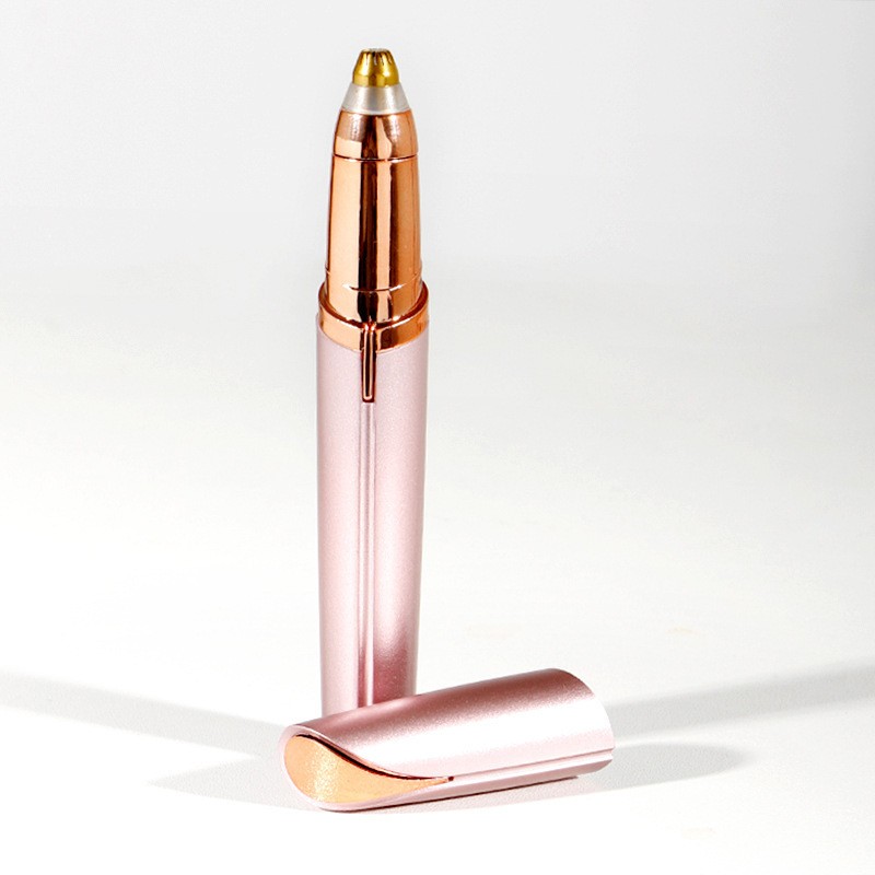 Trimmer Facial, , pentru Sprancene, Incarcare USB, 1.5 x 13 cm, din ABS, Roz Auriu