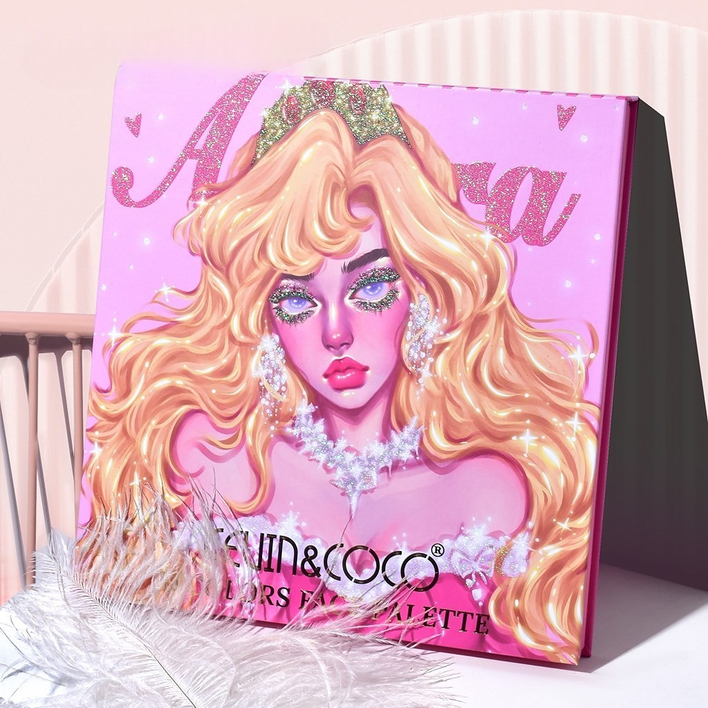 Trusa de Machiaj, KEVIN & COCO, Princess Palette. Fard de Pleoape, Iluminator, Corector, Ruj, 79 culori, 19.7 x 20 x 2 cm - imagine 2