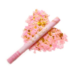 Tun Confetti, , Best Wishes, Confetti Inimioare si Paiete, 60 x 5 cm, Roz Auriu