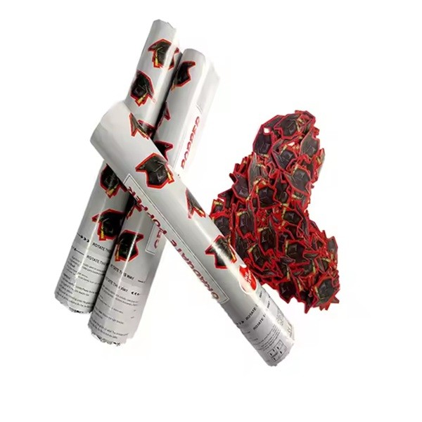 Tun Confetti, , Model Petrecere Absolvire Palarii, 40 cm, Ambalaj din Carton, Eliberare prin Rasucire, Negru - imagine 2