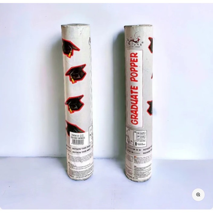 Tun Confetti, , Model Petrecere Absolvire Palarii, 40 cm, Ambalaj din Carton, Eliberare prin Rasucire, Negru - imagine 3