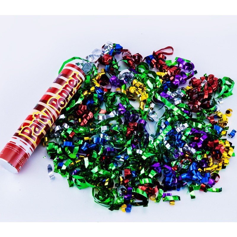 Tub de Confetti, , Party Popper, 20x5 cm, Confetii Panglici din Plastic, Multicolor - imagine 3