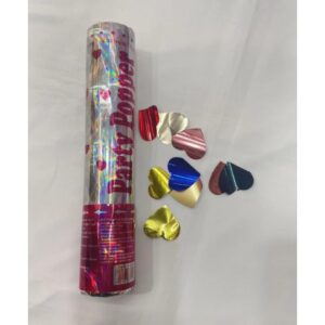 Tub de Confetti, , Party Popper, 20x5 cm, Confetii Inimioare din Aluminiu, Multicolor