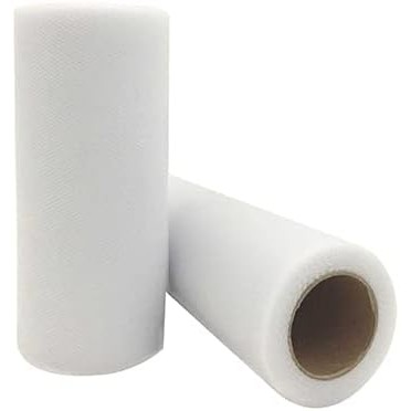 Tul Decorativ, , 15 cm Latime, 22 cm Lungime, din Poliester, Alb