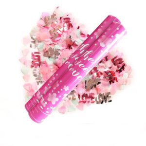 Tun Confetti, , Confetti Inimioare si Mesaj Love, 40 x 5 cm, Roz Alb