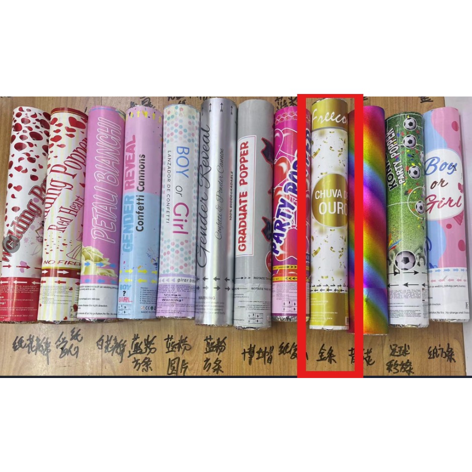 Tun Confetti, , Model Folie Aurie, 40 cm, Ambalaj din Carton, Eliberare prin Rasucire, Auriu