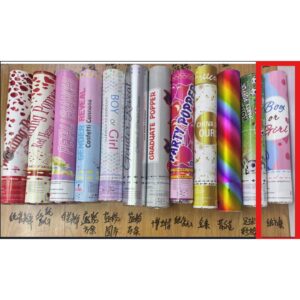 Tun Confetti, , Model Gender Reveal, Boy or Girl, 40 cm, Ambalaj din Carton, Eliberare prin Rasucire, Albastru