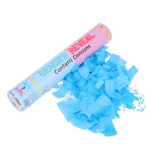 Tun Confetti, , Model Gender Reveal, Confetti Cannons, 40 cm, Ambalaj din Carton, Eliberare prin Rasucire, Albastru