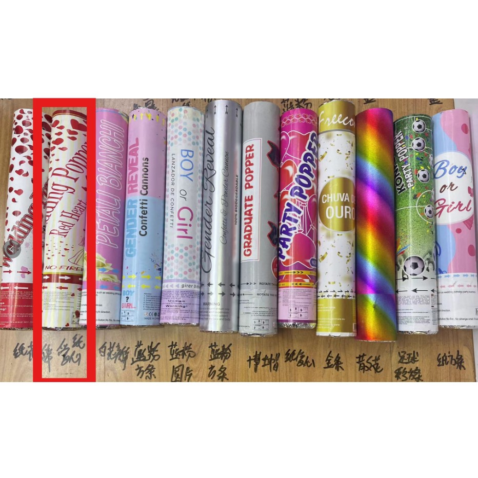 Tun Confetti, , Model Wedding Popper Inimi, 40 cm, Ambalaj din Carton, Eliberare prin Rasucire, Rosu