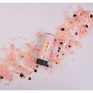 Tun de Confetti, , Best Wishes 11 x 4 cm, Model Buline din Hartie si Folie, Roz