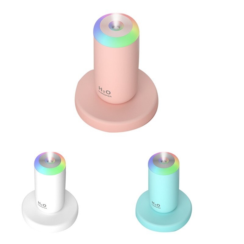 Umidificator, H2O, cu Difuzor de Aroma, Lumina de Noapte LED in 7 Culori, Zgomot Redus, 14.7x7.2cm, 350mL, Culoare Roz - imagine 4