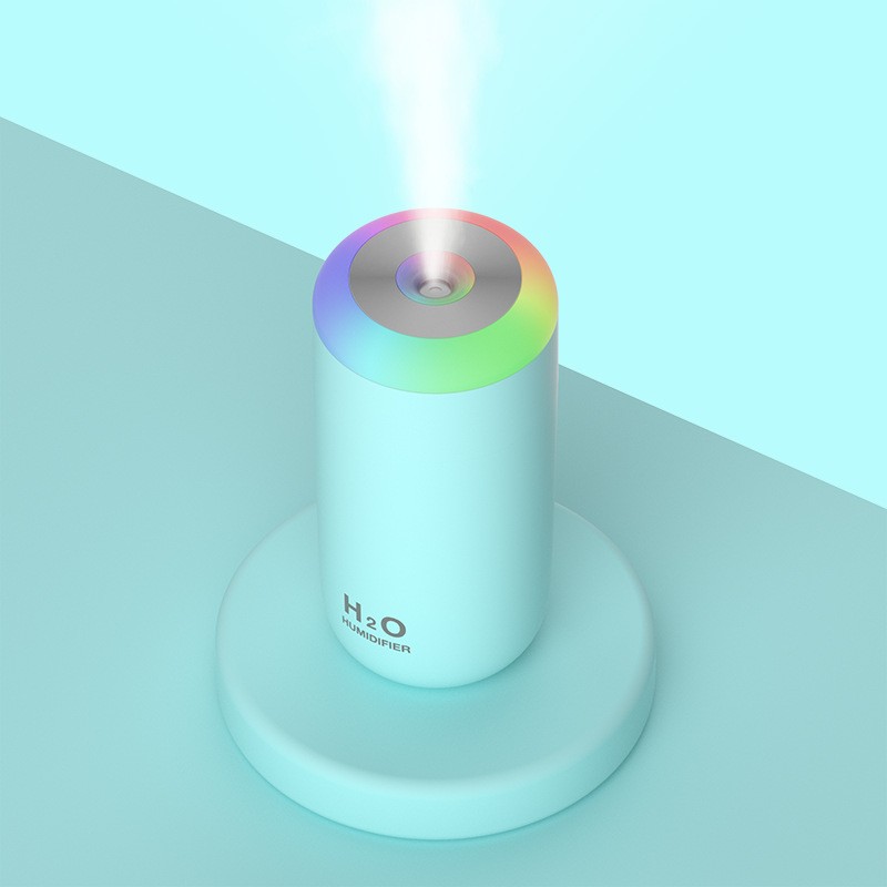 Umidificator, H2O, cu Difuzor de Aroma, Lumina de Noapte LED in 7 Culori, Zgomot Redus, 14.7x7.2cm, 350mL, Culoare Albastra - imagine 2