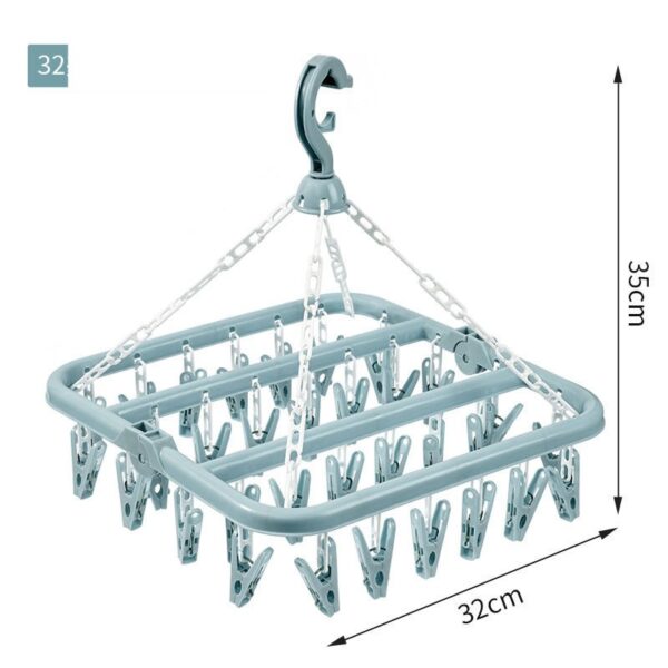 Uscator de rufe , 32 de cleme, Plastic, Pliabil, rotire 360 grade, 32x32 cm, Albastru - imagine 2