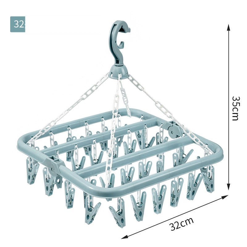 Uscator de rufe , 32 de cleme, Plastic, Pliabil, rotire 360 grade, 32x32 cm, Albastru - imagine 2