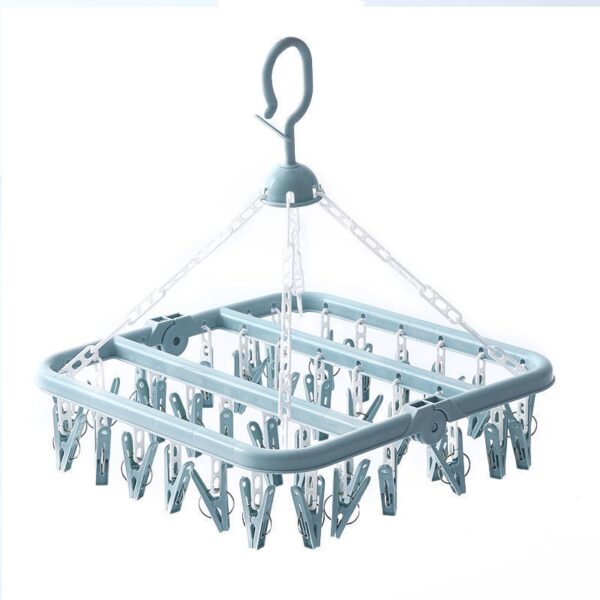 Uscator de rufe , 32 de cleme, Plastic, Pliabil, rotire 360 grade, 32x32 cm, Albastru