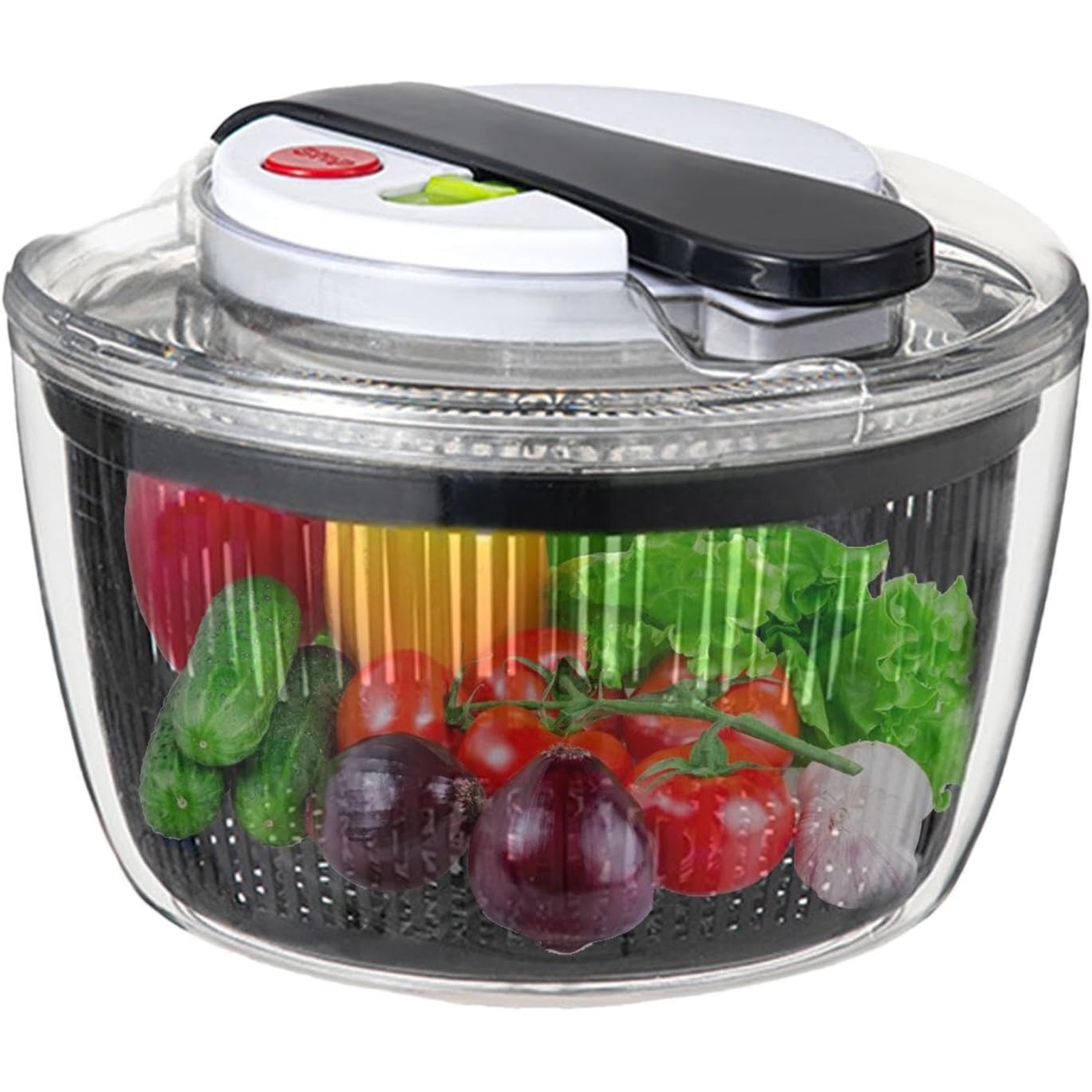Uscator Manual pentru Salata si Verdeturi, , Plastic, 16x15x21 cm, Capacitate 3L, Negru - imagine 3