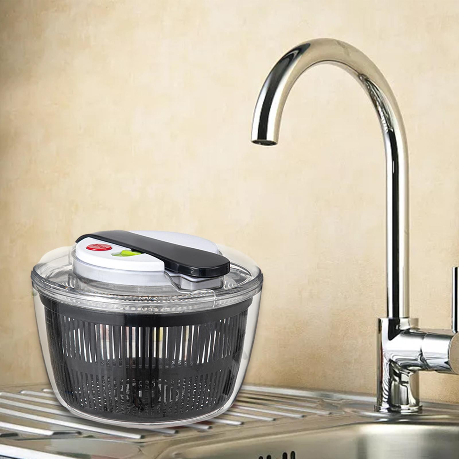 Uscator Manual pentru Salata si Verdeturi, , Plastic, 16x15x21 cm, Capacitate 3L, Negru - imagine 4