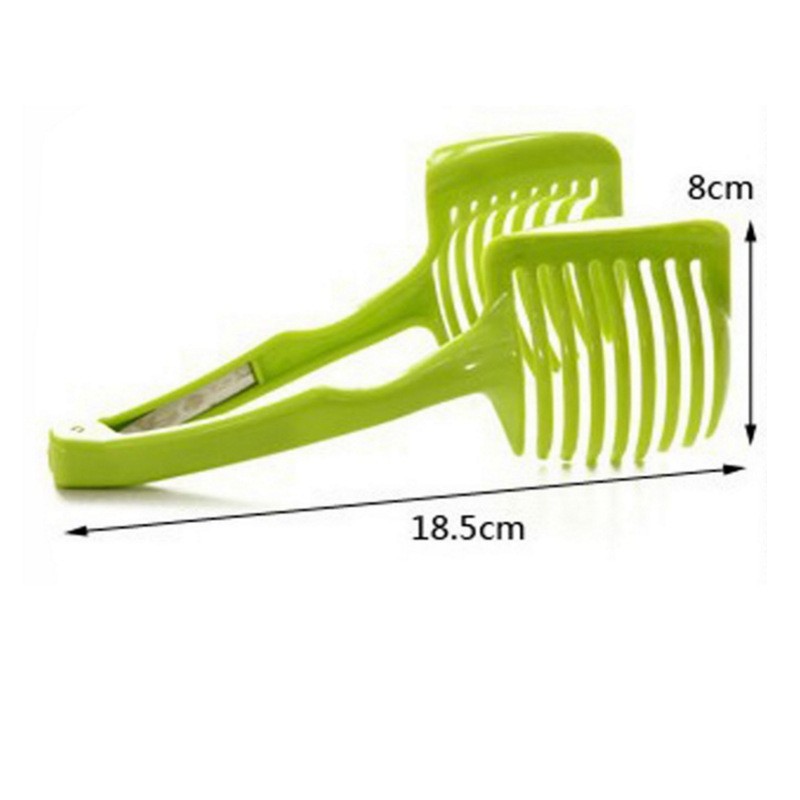 Ustenisla de bucatarie tip cleste pentru feliat fructe si legume , material ABS, 8 x 18.5 cm, verde - imagine 3