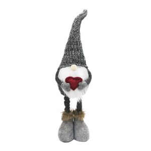 Figurina Decorativa, Pentru Craciun, , Spiridus, Omul Padurii Indragostit, Picioare Telescopice, Inaltime reglabila 42 - 52 cm, Gri