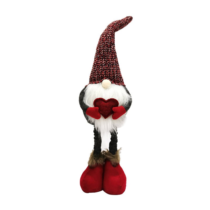 Figurina Decorativa, Pentru Craciun, , Spiridus, Omul Padurii Indragostit, Picioare Telescopice, Inaltime reglabila 42 - 52 cm, Rosu