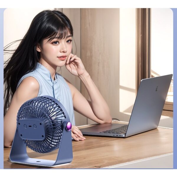 Ventilator 2in1, , de Masa/de Perete, Incarcare USB, 3.7 V, 4.5 W, 1200 mAh, 17.5 x 17 x 7.6 cm, Albastru Fumuriu - imagine 2