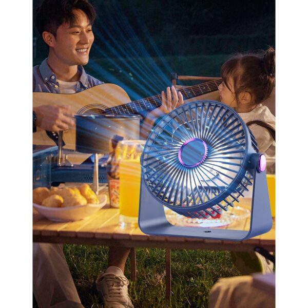 Ventilator 2in1, , de Masa/de Perete, Incarcare USB, 3.7 V, 4.5 W, 1200 mAh, 17.5 x 17 x 7.6 cm, Albastru Fumuriu - imagine 3